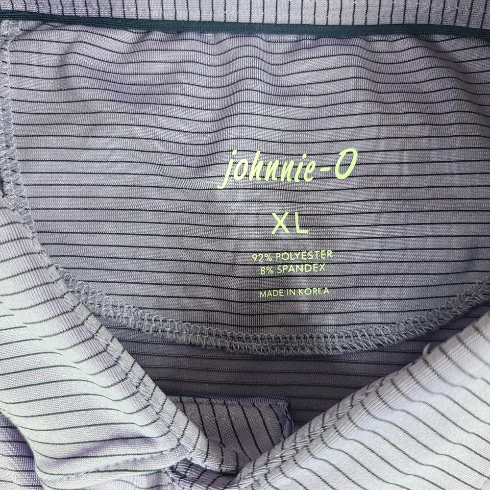 Johnnie-O Polo Shirt Mens XL Purple Striped Performance Golf Short Sleeve